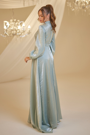 Chiffon Helin Evening Dress - Mint - 2