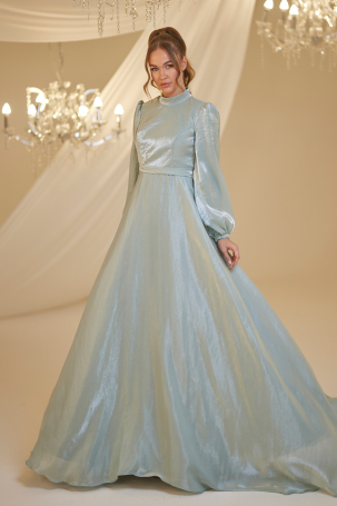 Chiffon Helin Evening Dress - Mint - 4