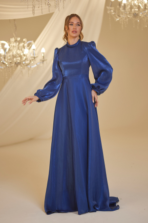 Chiffon Helin Evening Dress - Navy Blue 