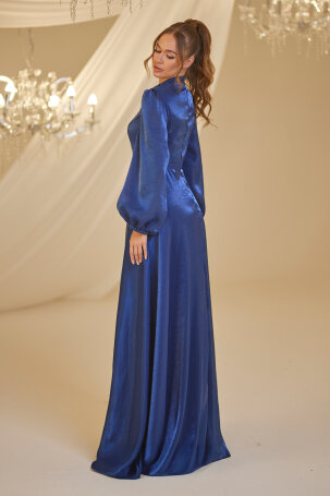 Chiffon Helin Evening Dress - Navy Blue - 2