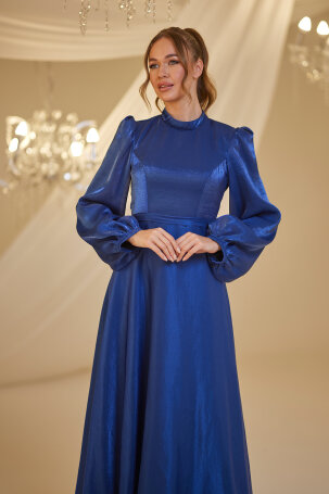 Chiffon Helin Evening Dress - Navy Blue - 3