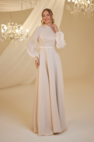 Chiffon Helin Evening Dress - Taupe 