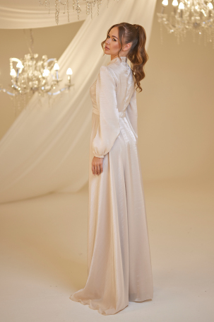 Chiffon Helin Evening Dress - Taupe - 2
