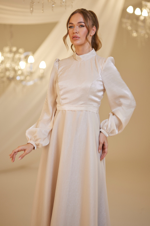 Chiffon Helin Evening Dress - Taupe - 3