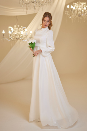 Chiffon Helin Evening Dress - White - 2