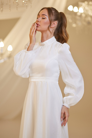 Chiffon Helin Evening Dress - White - 3