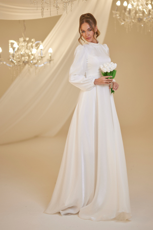 Chiffon Helin Evening Dress - White - 4