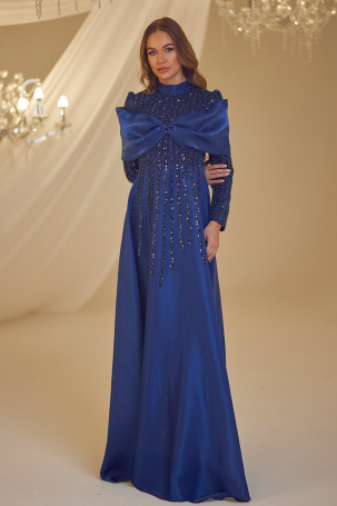 Fiyonk Detay Fahriye Abiye - Lacivert - 2