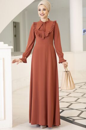 Dress Life - Kiremit Irmak Elbise - DL16173