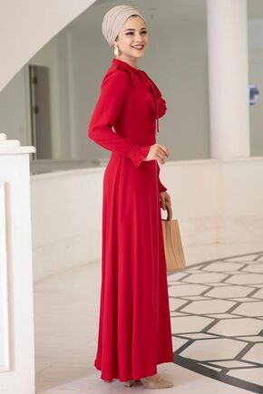 Kırmızı Irmak Elbise - DL15676 - Thumbnail