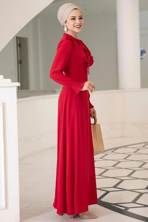 Kırmızı Irmak Elbise - DL15676