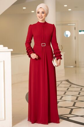 Kırmızı Lina Elbise - DL16118 - Thumbnail