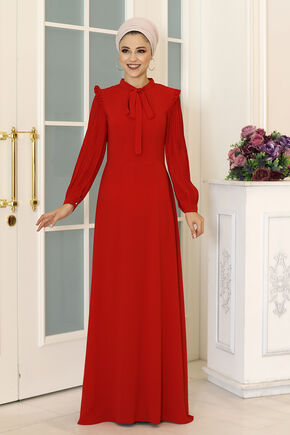 Kırmızı Merve Elbise - DL16494 - Thumbnail