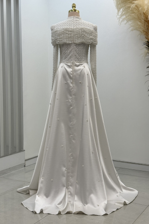 Omuz Drape Detaylı Griselda Abiye - Beyaz - 2