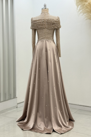 Omuz Drape Detaylı Griselda Abiye - Gold - 2