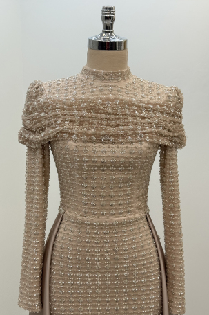 Omuz Drape Detaylı Griselda Abiye - Gold - 3