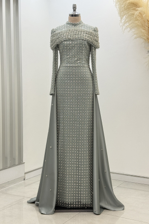 Omuz Drape Detaylı Griselda Abiye - Mint - Rana Zenn