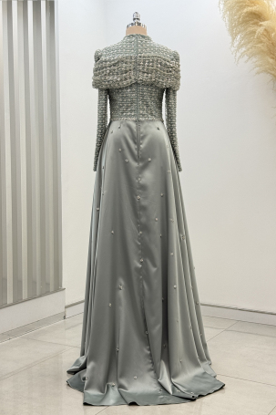Omuz Drape Detaylı Griselda Abiye - Mint - 2