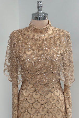Omzu Pelerin Detay Elenor Abiye - Gold - 3