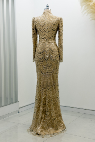 Salkım Boncuk Detay Melinda Abiye - Gold - 2