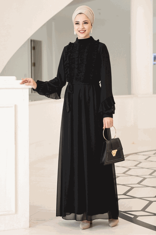 Dress Life - Siyah Başak Elbise - DL16403