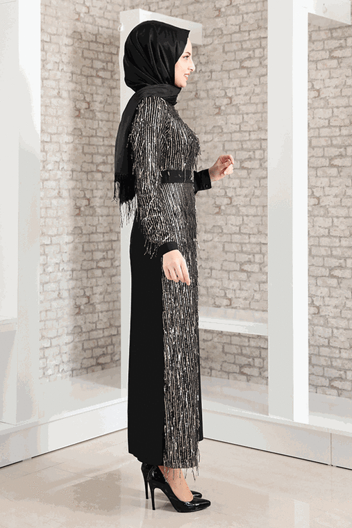 Siyah Firuze Elbise - FS16484