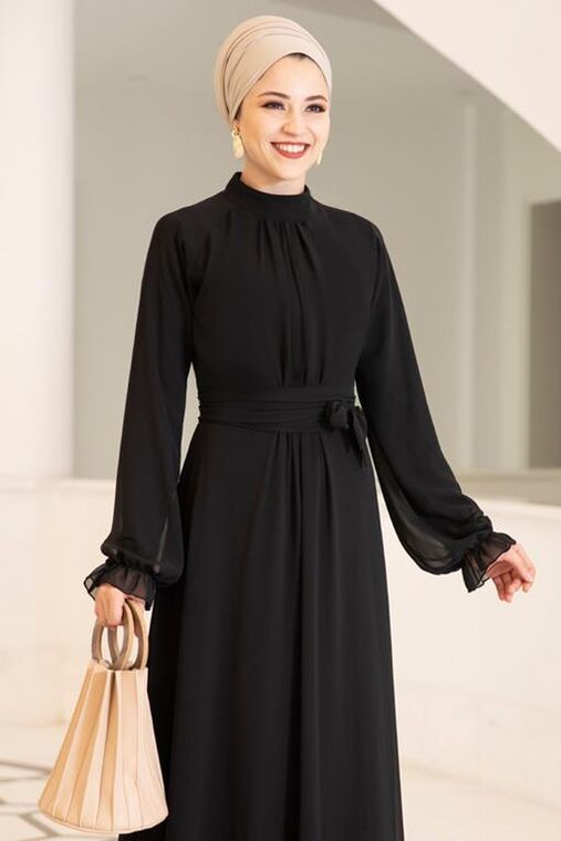 Siyah Miraç Elbise - DL15677