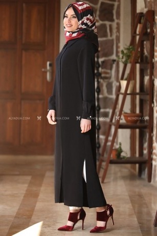 Siyah Uzun Tunik Pantolon Takım - AD13204 - Thumbnail