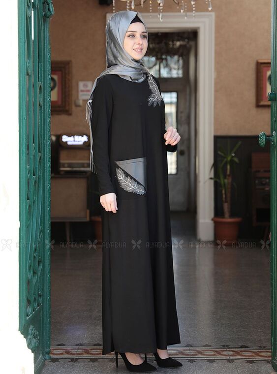 Siyah Yaprak Elbise - ES15153