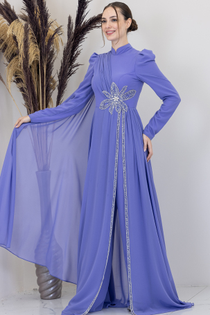 Stone Flower Embroidered Flower Jumpsuit - Lilac - 4