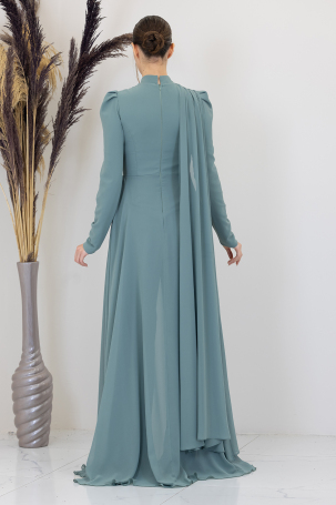 Taşlı Çiçek İşlemeli Çiçek Tulum - Mint - 2